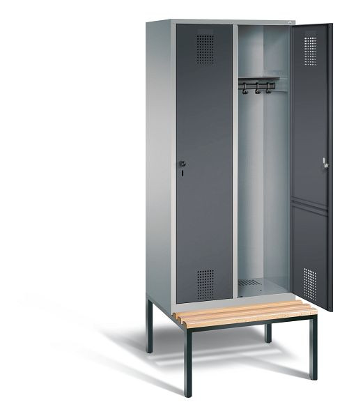 C+P Evolo kleerkast, H2090xW810xD815mm, kleur: wit aluminium / antracietgrijs, 48050-22 S10363