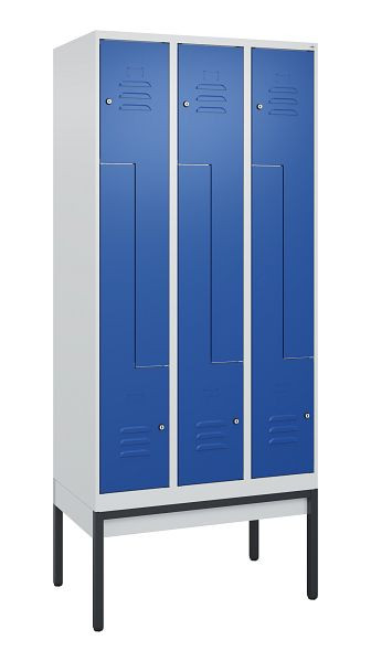 C+P Z-Spind Classic PLUS, Gestell, 6 Abteile, 2120x900x500mm, 7035/5010, Zylinderschlösser, 0800337-306 S10018