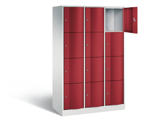 C+P lockerkast Resisto, H1950xW1148xD540mm, kleur: lichtgrijs/robijnrood, 8470-372 S10170