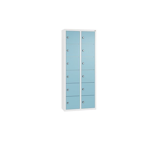 C+P Kleingefachschrank, 12 Fächer, H1130xB460xT200 mm, Weiß/Horizontblau, 80700-223 S10035