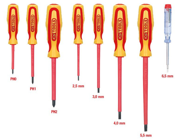 KS Tools ERGOTORQUE VDE schroevendraaierset, PH+gleuf, 8-delig, 117.0550