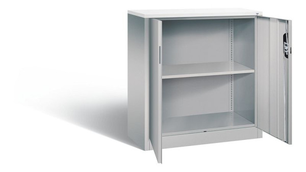 C+P kantoorkast Acurado, H1000xB930xD400mm, kleur: wit aluminium, verzonken handgreep, 2 niveaus, 9266-1200 S10315