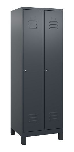 C+P luierkastje Classic PLUS met middenwand, voeten, 2 vakken, 1800x600x500mm, 7016/7016, cilindersloten, 0800107-20F S10027