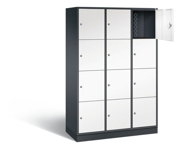 C+P XL lockerkast Intro, H1950xB1220xD490mm, kleur: zwartgrijs / verkeerswit, 8470-302 S10290