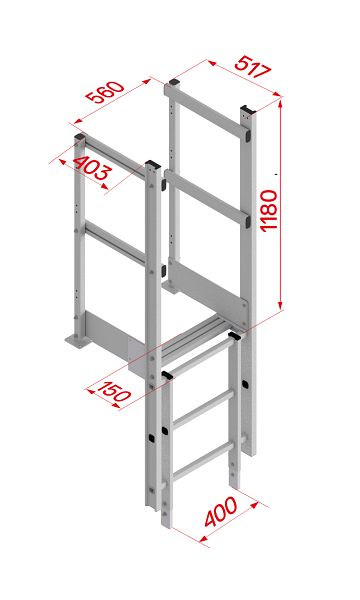 HYMER smalle uitgang met leuning, aluminium, 0054054