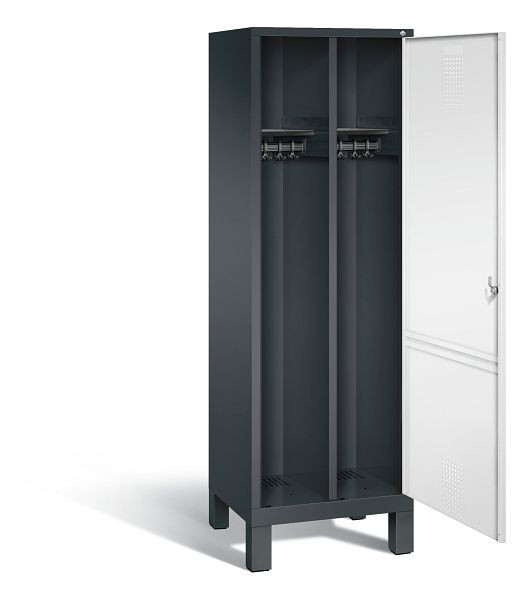 C+P zwart wit locker Evolo, H1850xB610xD500mm, kleur: zwart grijs / verkeerswit, 48210-20 S10060