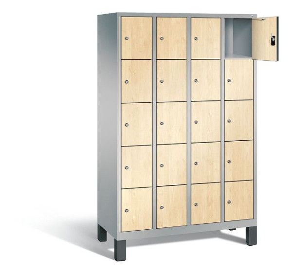 C+P lockerkast Evolo, H1850xW1190xD500mm, kleur: wit aluminium / Donau esdoorn decor, 48010-405 S10248