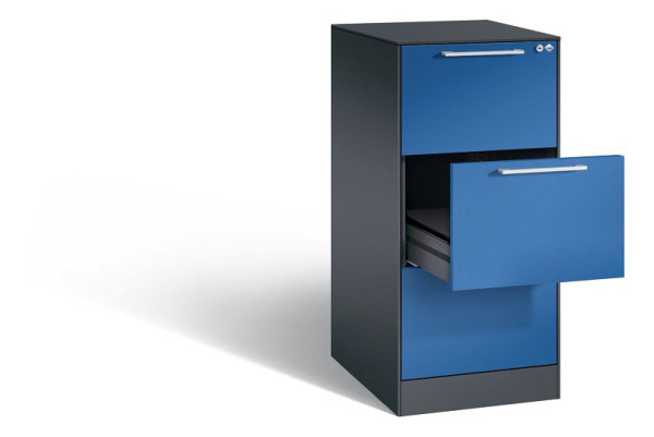 C+P archiefkast Asisto, H1010xB440xD600mm, kleur: zwartgrijs / gentiaanblauw, beugelgreep, 146245-321 S10020