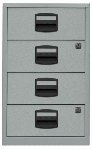Bisley zijkast PFA, 4 universele laden, zilver, PFA4S355