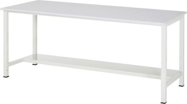 RAU werktafel serie 900, B2000xD800xH825mm, EGB werkblad melaminehars gecoat, dikte 28mm, met plank onder, 320mm diep, 03-900-3-ME28-20.12