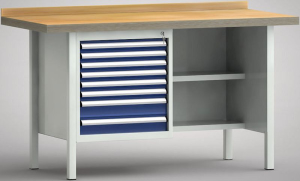 KLW standaard werkbank - 1500 x 700 x 840 mm L x D x H, WS138N-1500M40-E7032