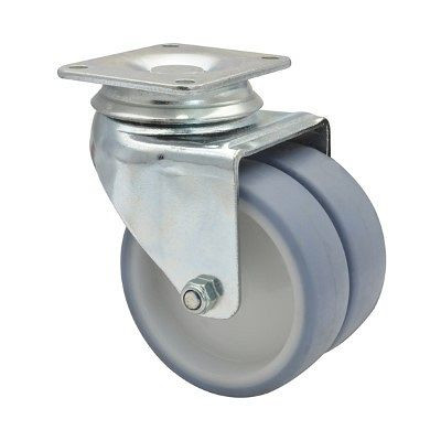 WAGNER App-Lenk-Doppelrolle ECO Durchmesser 75mm, TPR, soft, Gleitlager, Tragkraft 100kg, VE: 4 Stück, 3157701