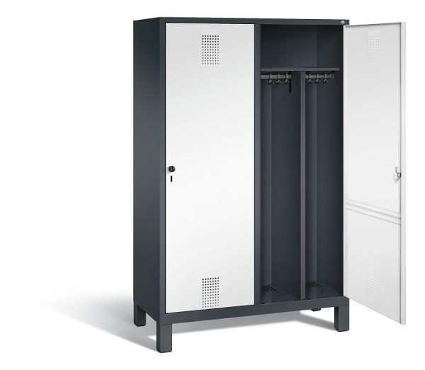 C+P zwart wit locker Evolo, H1850xW1190xD500mm, kleur: zwart grijs / verkeerswit, 48210-40 S10067