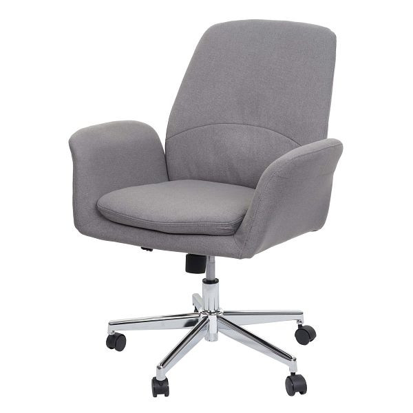 Mendler bureaustoel HWC-K23, bureaustoel, draaistoel, fauteuil, stof/textiel met armleuningen, grijs, 89592