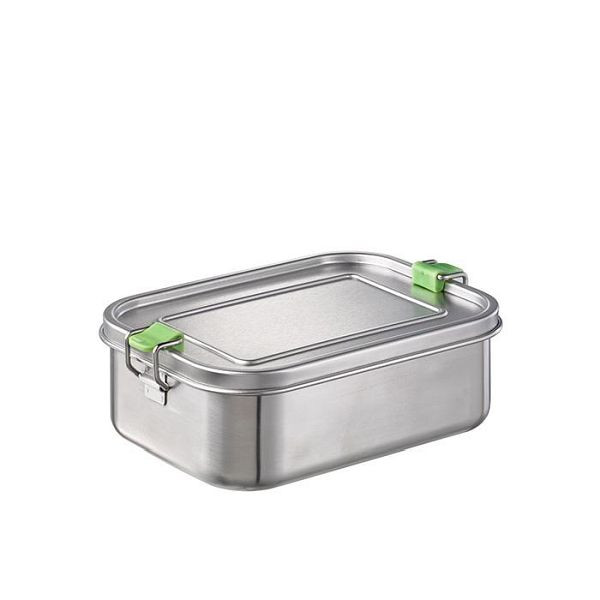 APS lunchbox, 20,5 x 14,5 cm, hoogte: 6,5 cm, roestvrij staal 18/8, binnenkant gepolijst, buitenkant mat, 66901