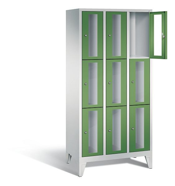 C+P lockerkast Classic, H1850xB900xD500mm, kleur: lichtgrijs / reseda groen, 8010A303 S10004