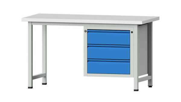 ANKE werkbanken combinatie werkbank, model 706 E, 1500 x 700 x 840 mm, RAL 7035/5012, KSP 40 mm, 510.518