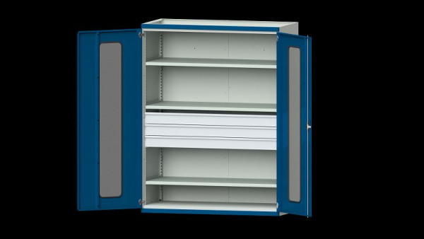 ANKE werkbanken, zware kast, model 303, 1485 x 690 x 1950 mm, zichtvlak van plexiglas, RAL 7035/5010, 621.283