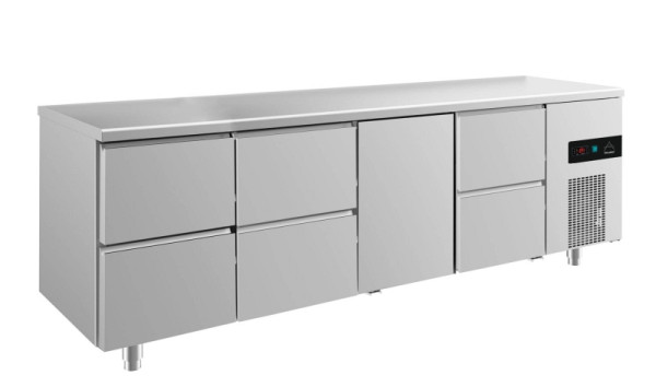 A&S Polarny koeltafel -2 tot +8°C met 1x deur midden rechts en 3x twee laden, 2330 x 700 x 850 mm, KT4ZZTZ