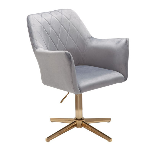 Wohnling Design Draaistoel Lichtgrijs Fluweel Draaibaar zonder Wielen met Armleuning, WL6.305