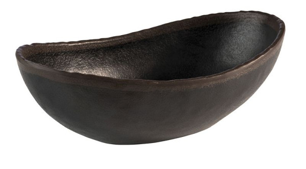 APS kom -MARONE-, 22 x 13 cm, hoogte: 7,5 cm, melamine, zwart, met bruine rand, 0,6 liter, 84732