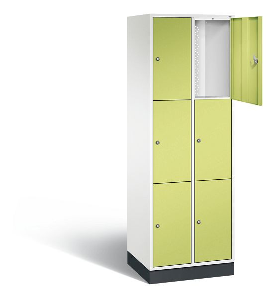 C+P lockerkast Intro, H1950xB620xD490mm, kleur: verkeerswit / virid green, 8370-201 S10097