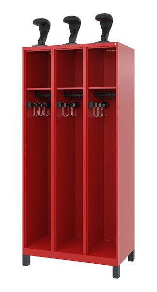 C+P Evolo brandweerkast, model EXPERT, 3 compartimenten, H1950B900T500 mm, Vuurrood, 0491015-30 S10008