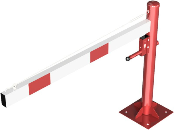 Schake roterende slagboom met kabelversterking, voor deuvelbevestiging, slagboomlengte: 1500 mm, met profielcilinderslot, 4113_15ZBP