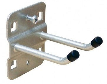 ADB gereedschapshouder, 45° schuin, dubbel met schuin haakuiteinde, geschikt voor eurogaten (10x10mm/38x38mm), Ø: 6mm, kleur: aluminium, RAL 9006, 50mm, 23122