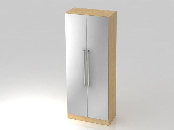 Hammerbacher kast 5OH met onderplaat chroomgreep esdoorn/zilver, 80x42x200,4 cm (BxDxH), V7100/3/S/CE