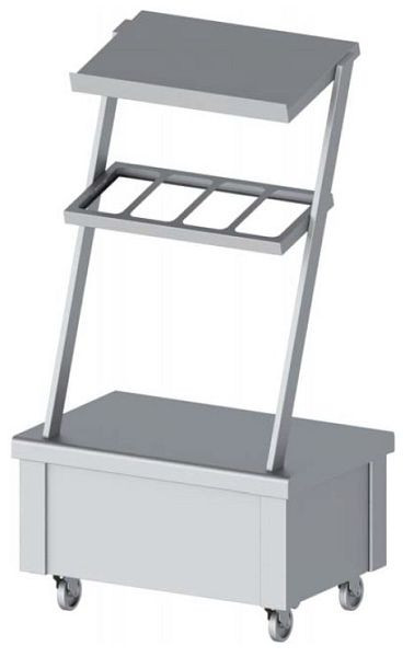Stalgast neutraal element met bovenblad en bestekdispenser, verrijdbaar 860x575x1580 mm voor voedseluitgiftesystemen, ZS08116