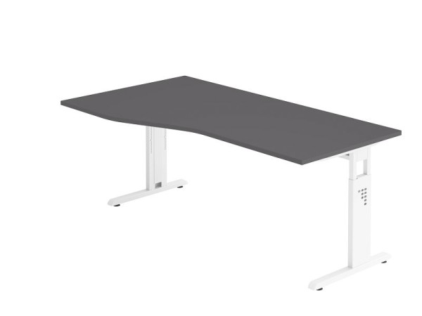 Hammerbacher bureau C-poot 180x100/80cm grafiet/wit, werkhoogte 65-85 cm, VOS18/G/W