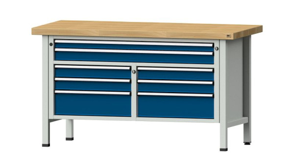 ANKE werkbanken kistwerkbank, model 259 V, 1500 x 700 x 850 mm, RAL 7035/5010, BMP 50 mm, 304.146