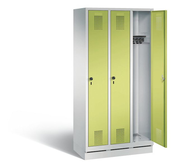 C + P Evolo garderobe, H1800xB900xD500mm, kleur: lichtgrijs / virid groen, 48020-30 S10105