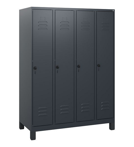 C+P Umkleidespind Classic PLUS, Füße, 4 Abteile, 1630x1200x500mm, 7035/7016, Drehriegel, 0800105-40 S10008