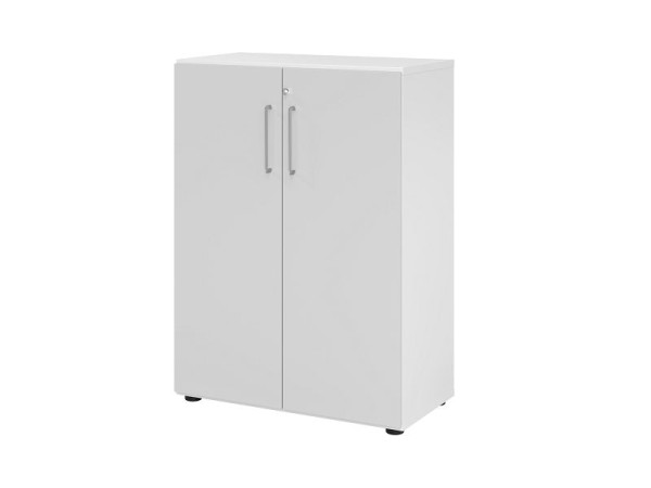 Hammerbacher kast 938T3, 3 OH, romp: wit / voorkant: grijs, 80x41,7x110 cm (BxDxH), achtervergrendeling, metalen handgreep BS, V938T3/W/5/BS