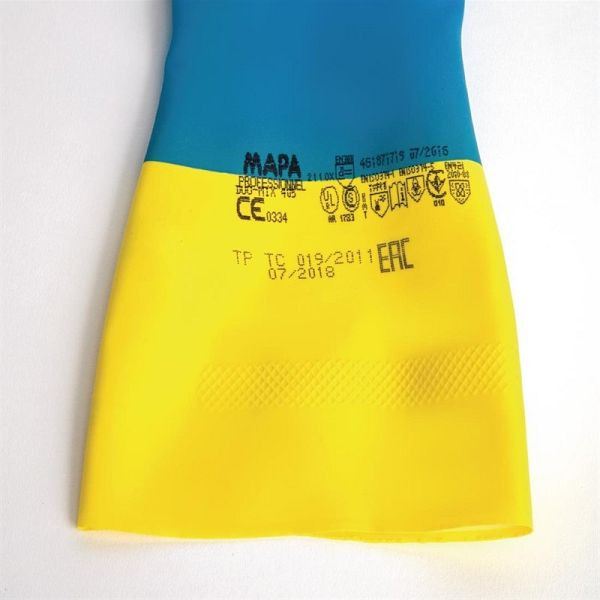 MAPA Alto 405 Heavy Duty Vloeistofbestendige Schoonmaakhandschoenen Blauw & Geel Medium, FA296-M