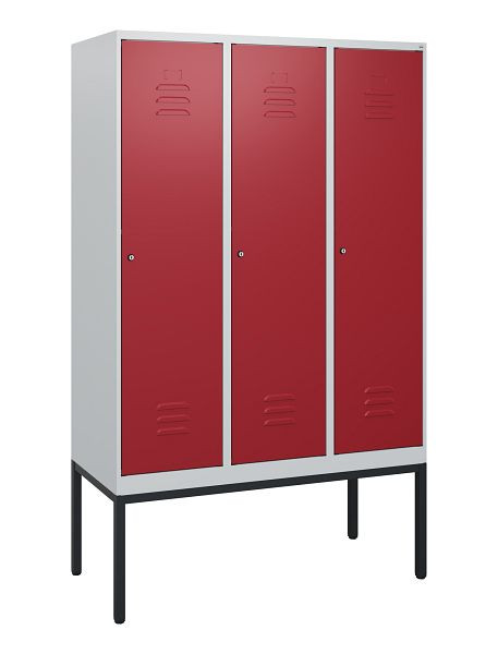 C+P Umkleidespind Classic PLUS, Gestell, 3 Abteile, 1950x1200x500mm, 7035/3003, Zylinderschlösser, 0800305-32 S10016