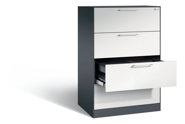 C+P hangarchiefkast Asisto, H1310xB800xD600mm, kleur: zwartgrijs/lichtgrijs, beugelgreep, 146223-412 S10072