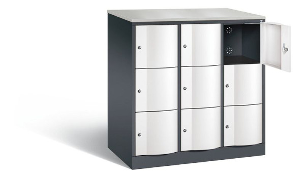 C+P XL lockerkast Resisto, H1255xB1148xD640mm, kleur: zwartgrijs / verkeerswit, 8573-373 S10141
