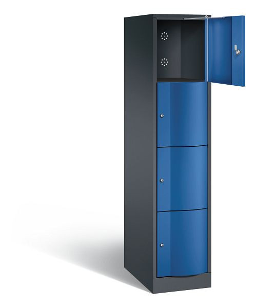 C+P XL lockerkast Resisto, H1950xB396xD640mm, kleur: zwartgrijs / gentiaanblauw, 8470-173 S10012