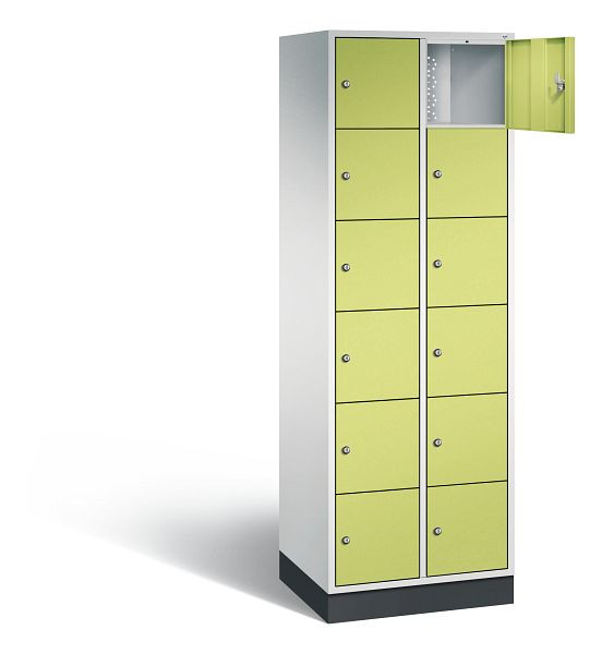 C+P lockerkast Intro, H1950xB620xD490mm, kleur: lichtgrijs / virid groen, 8670-201 S10083