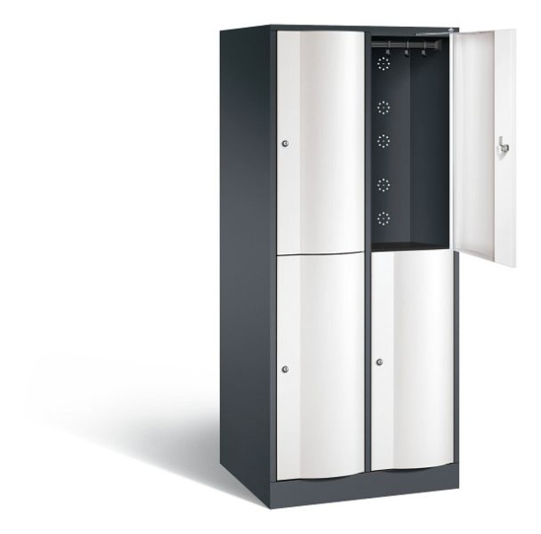 C+P locker dubbeldekker XL Resisto, H1950xW772xD640mm, kleur: zwartgrijs / verkeerswit, 8270-273 S10091