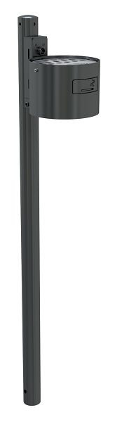 Schake ronde asbak voor wand- en paalbevestiging, thermisch verzinkt en gecoat DB 703, met paal Ø60x1300mm, 4166B