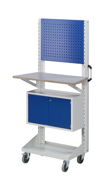ANKE geperforeerde metalen basiswagen, werkblad en kast; 800x450x1950mm; met 1x geperforeerd plaatpaneel; 1x werkblad KSP; 1x hangkast, 962.084