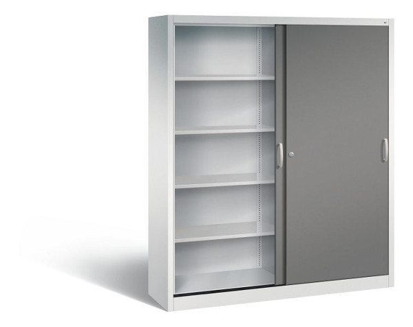 C+P schuifdeurkast Acurado, H1950xB1600xD400mm, kleur: lichtgrijs / vulkaangrijs, beugelgreep, 5 niveaus, 2140-00 S10179