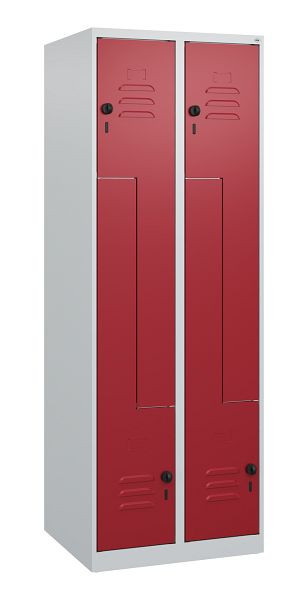 C+P Z-Spind Classic PLUS, 4 Abteile, 1700x600x500mm, 7035/3003, Drehriegel, 0800037-204 S10006