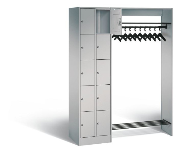 C+P open garderobe serie 8070, H1950xW1410xD480mm, kleur: wit aluminium, 80720-00 S10019