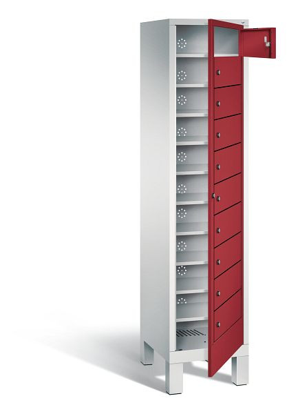 C+P wasverzamelkast Evolo, H1850xW420xD500mm, kleur: lichtgrijs/robijnrood, 48060-110 S10015