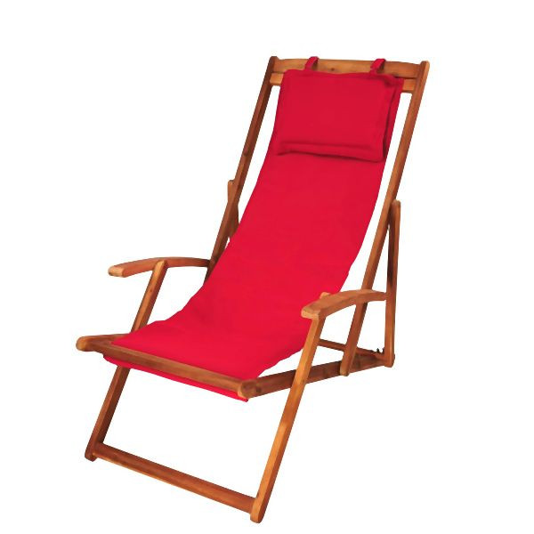 Metra Gartenliege, Relaxliege, Sonnenliege, Liegestuhl mit rotem Bezugsstoff, 10297